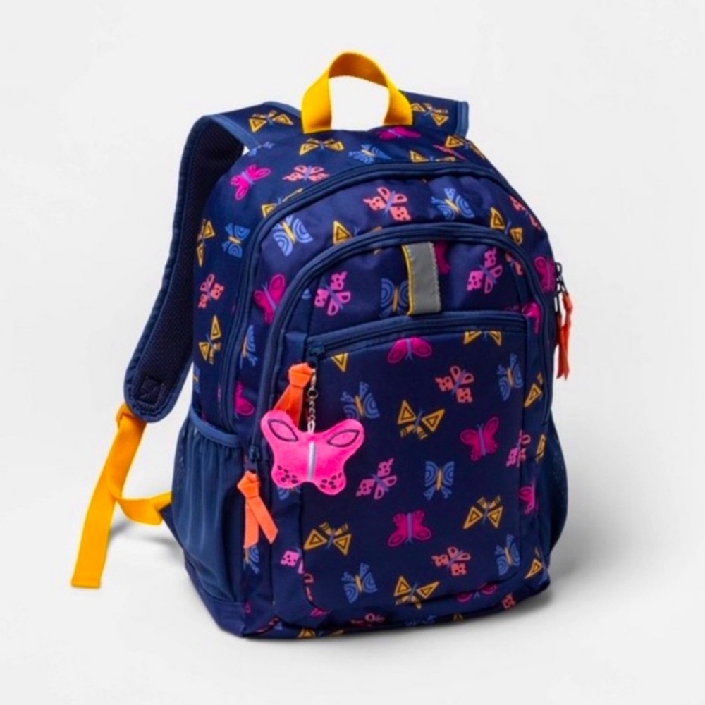 Cat & Jack Butterfly Kids Backpack - Navy and Pink